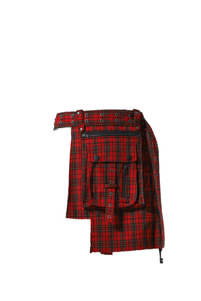 BAJESS LAYERED SKIRT BELT_CHECK / RED