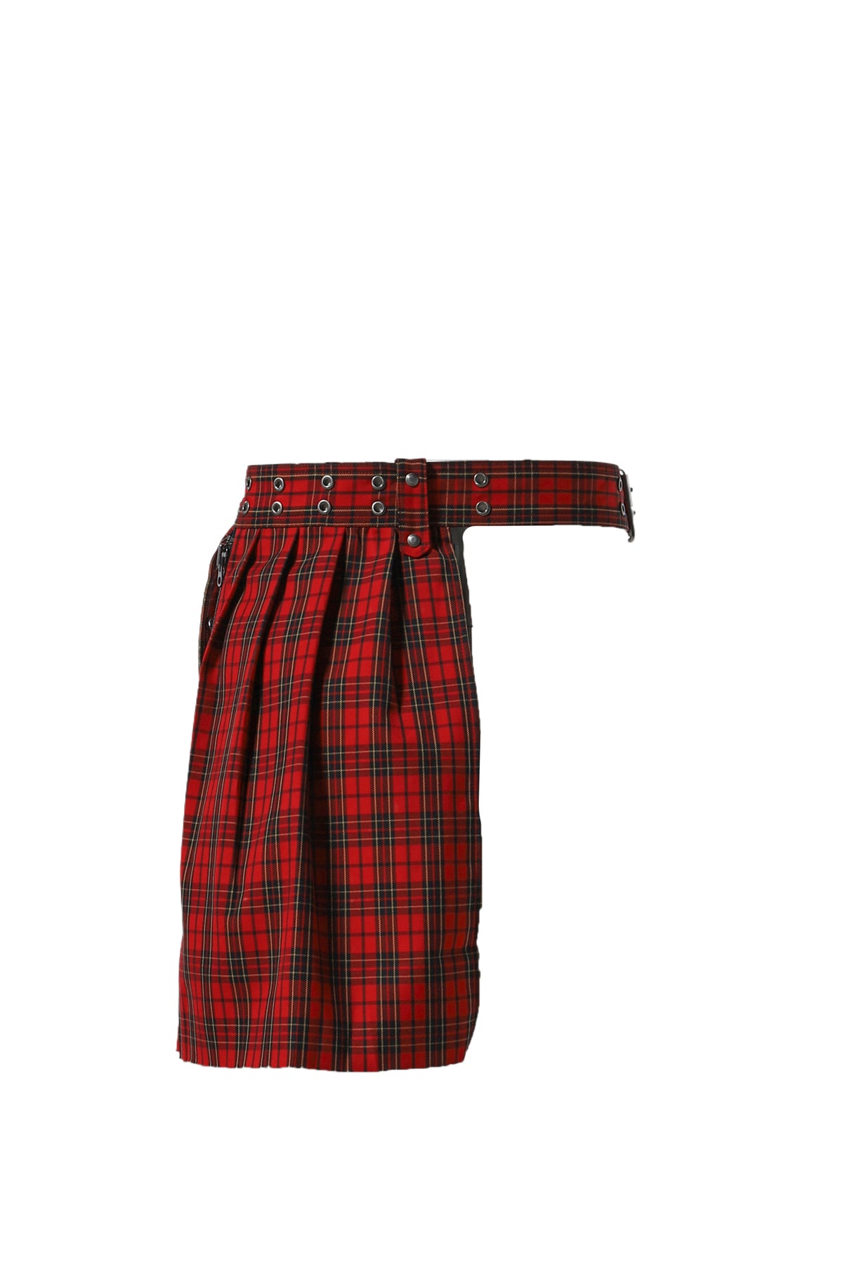 BAJESS LAYERED SKIRT BELT_CHECK / RED