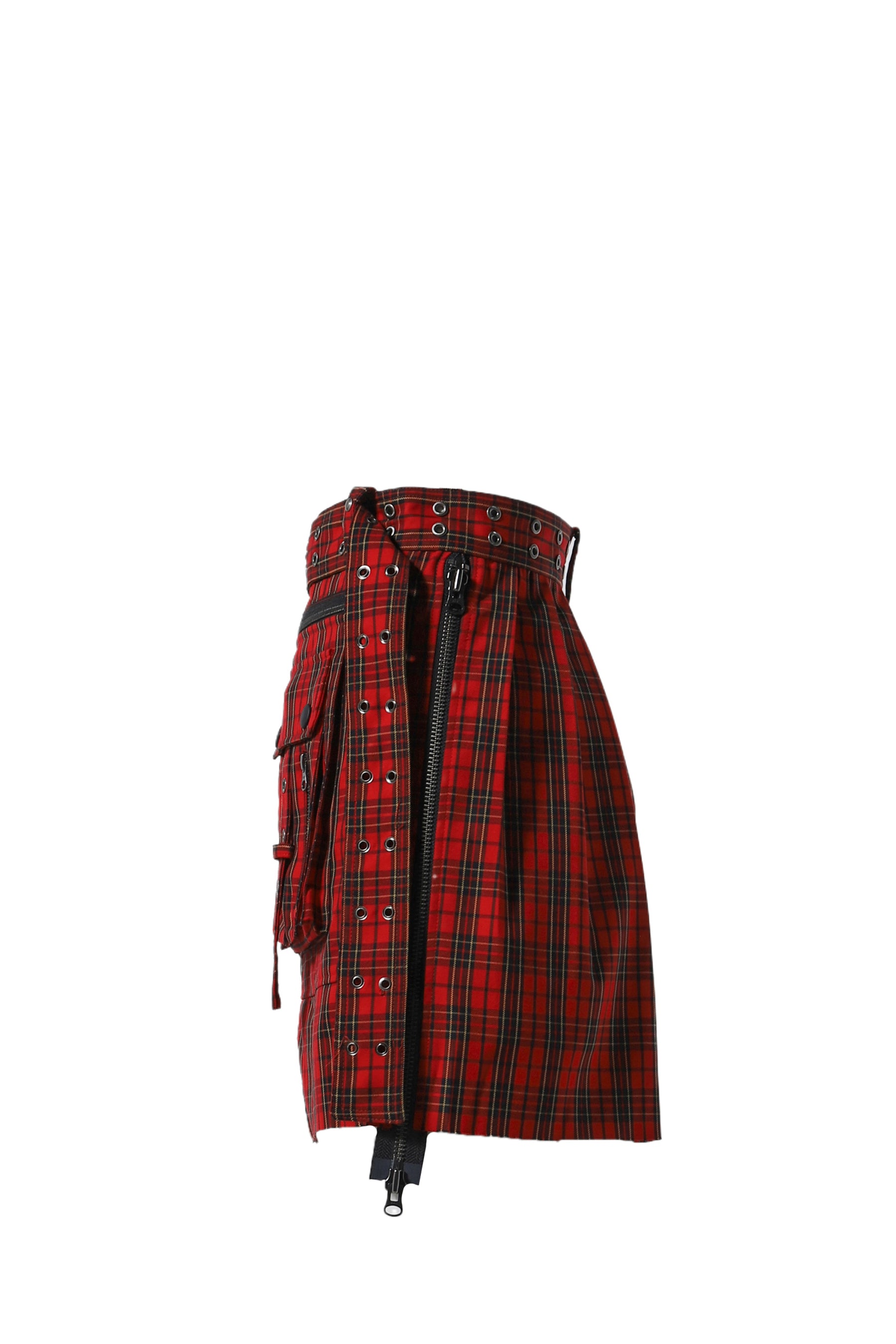 BAJESS LAYERED SKIRT BELT_CHECK / RED