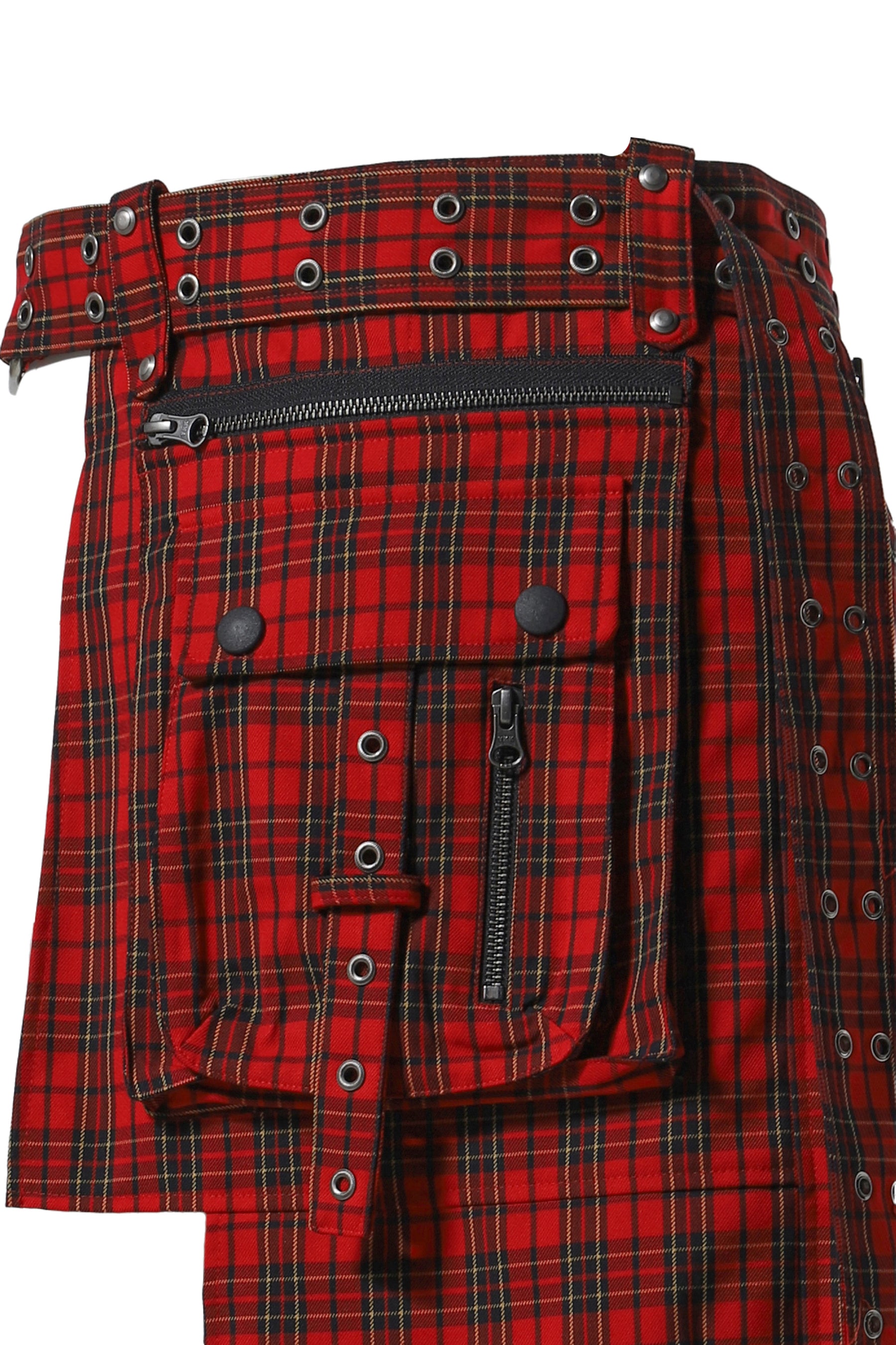 BAJESS LAYERED SKIRT BELT_CHECK / RED