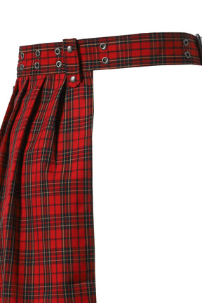 BAJESS LAYERED SKIRT BELT_CHECK / RED