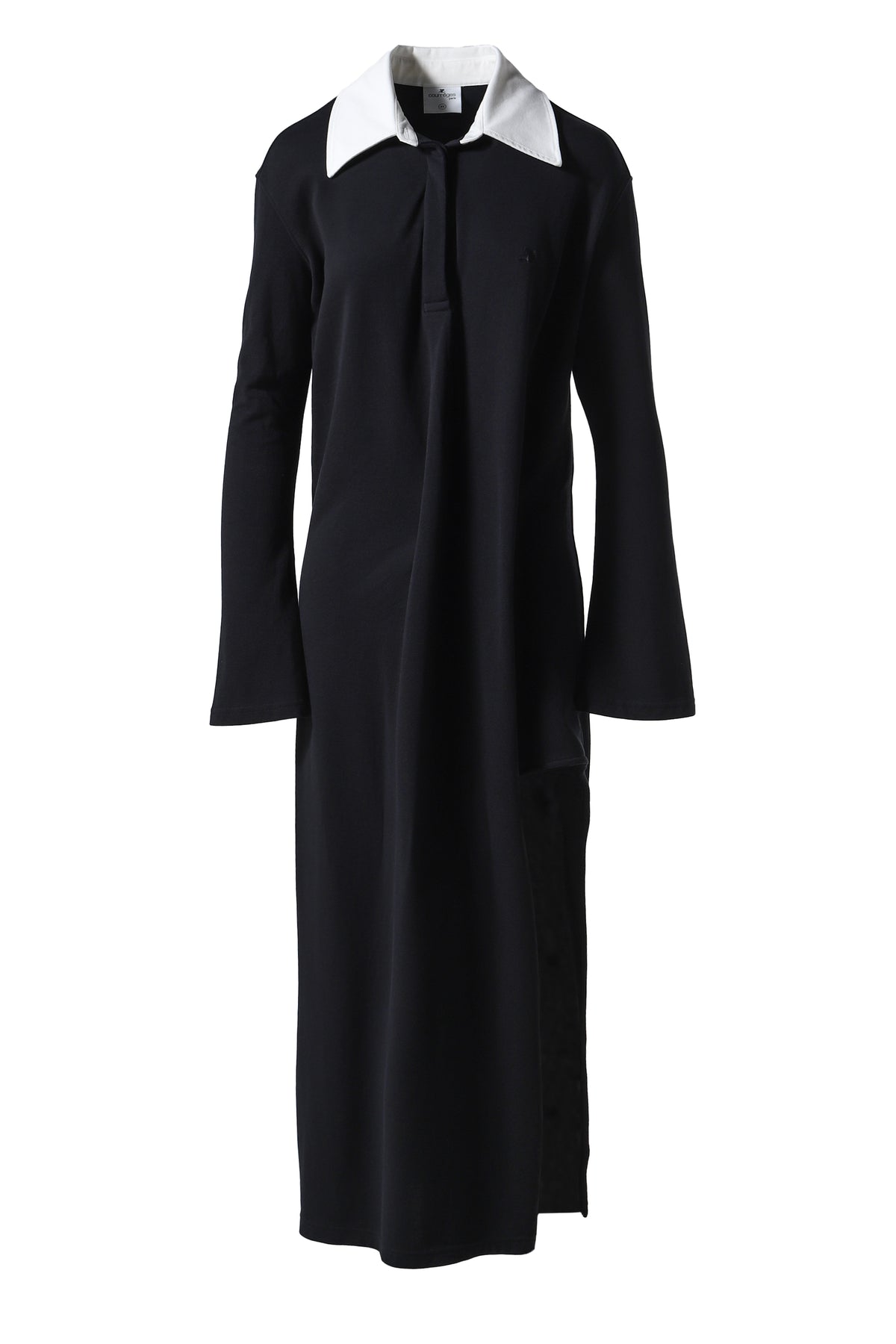 TWIST COTTON POLO LONG DRESS / BLK