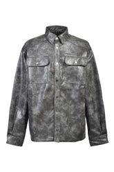 NEW RICH FAUX LEATHER SHIRT / BLK