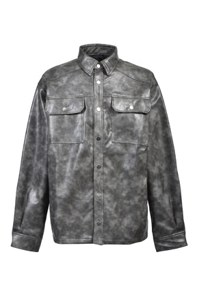 NEW RICH FAUX LEATHER SHIRT / BLK