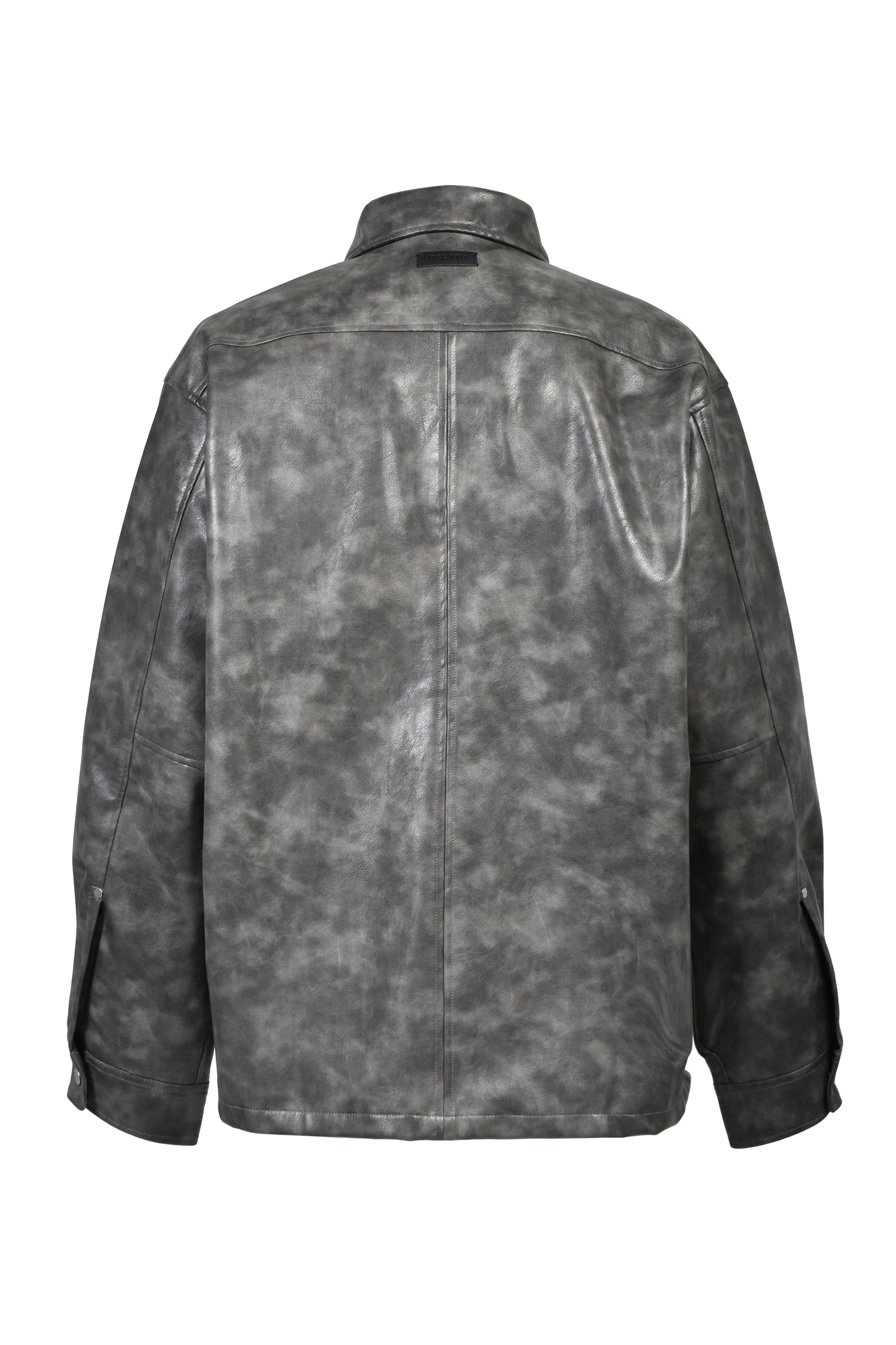 NEW RICH FAUX LEATHER SHIRT / BLK