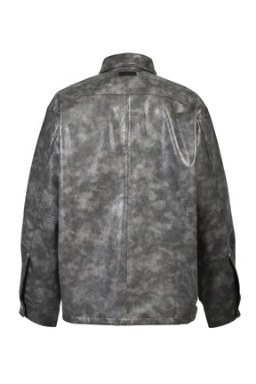 NEW RICH FAUX LEATHER SHIRT / BLK