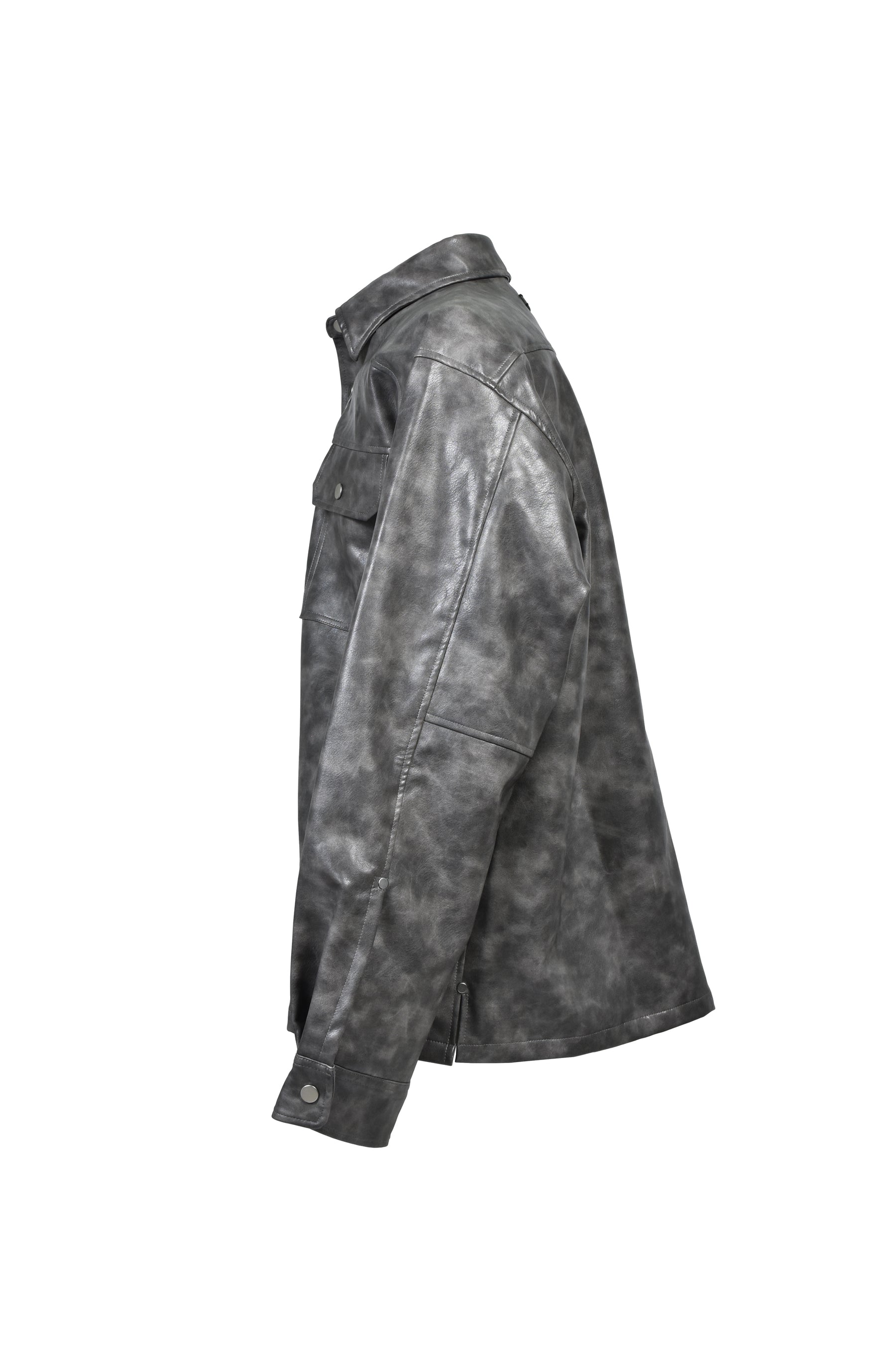 NEW RICH FAUX LEATHER SHIRT / BLK