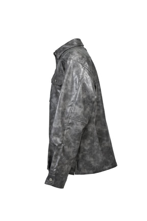 NEW RICH FAUX LEATHER SHIRT / BLK