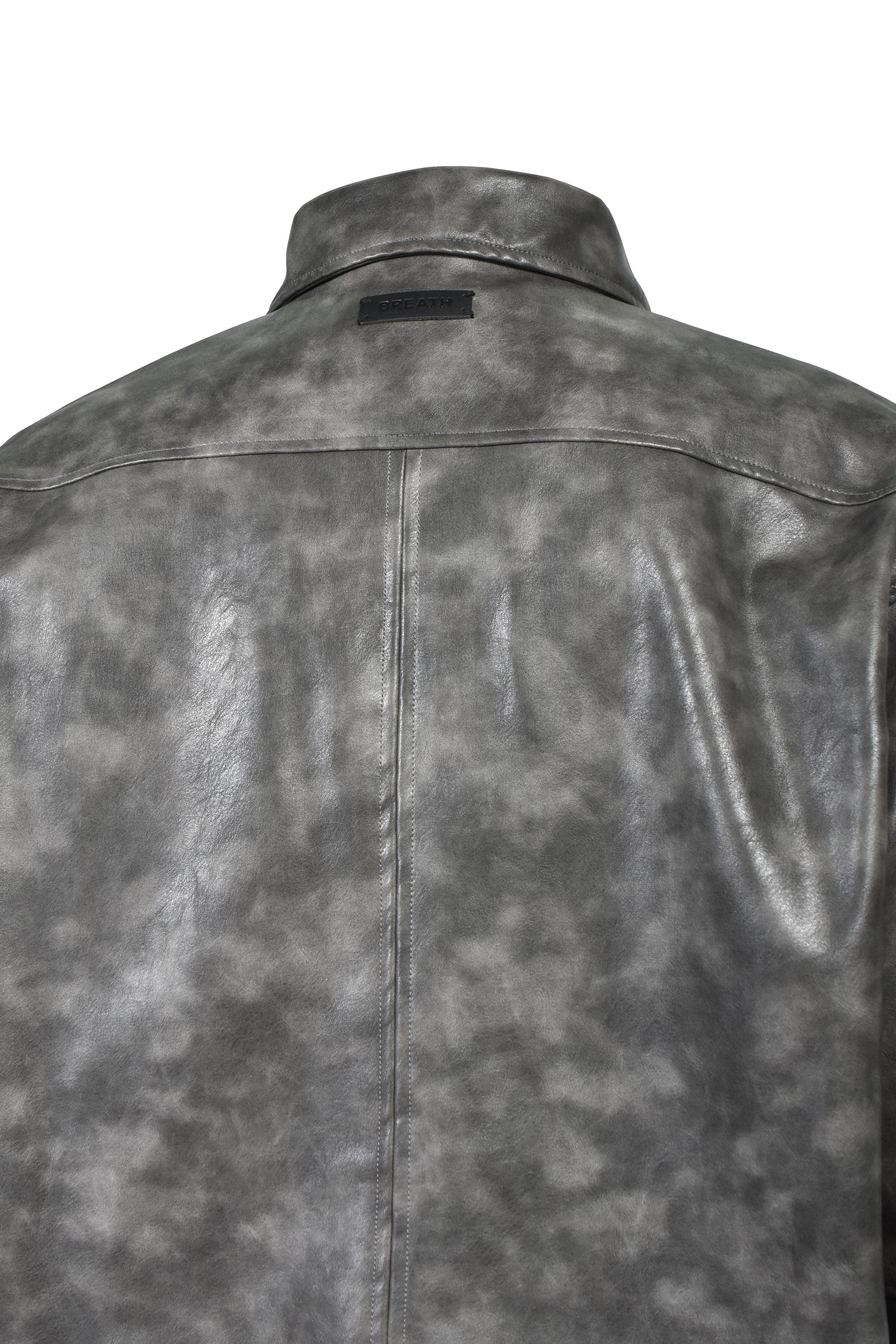 NEW RICH FAUX LEATHER SHIRT / BLK