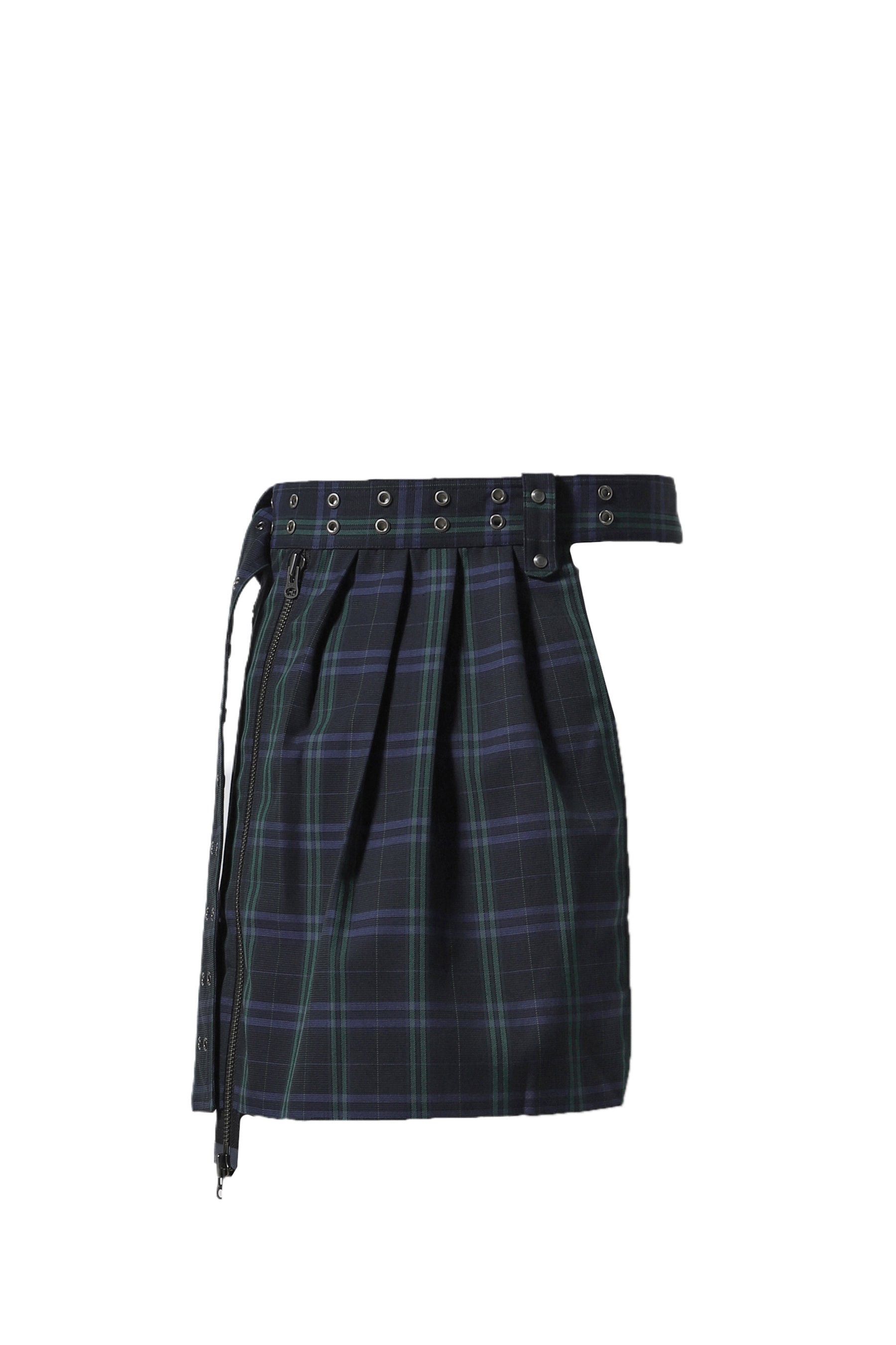 BAJESS LAYERED SKIRT BELT_CHECK / BLUE