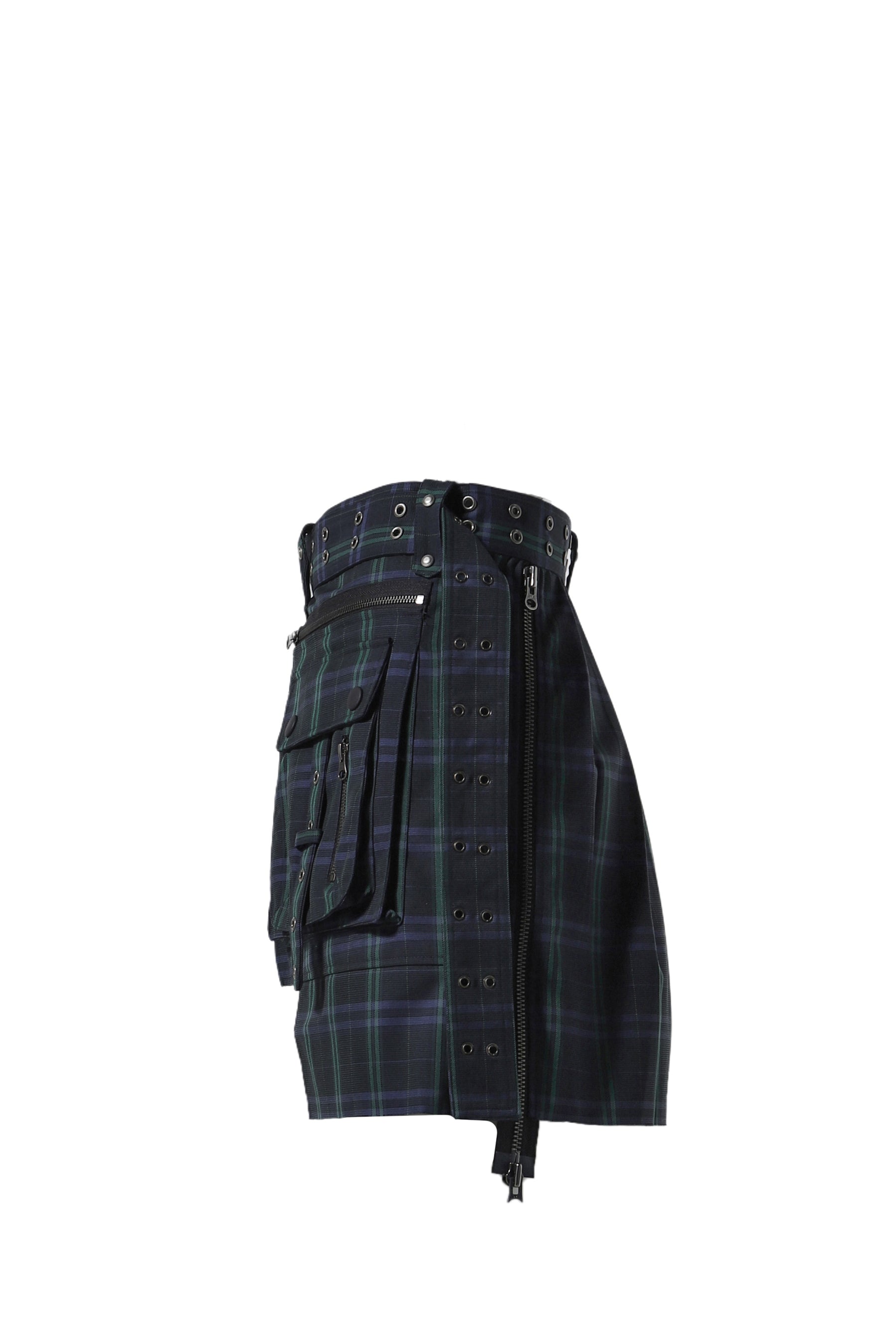 BAJESS LAYERED SKIRT BELT_CHECK / BLUE