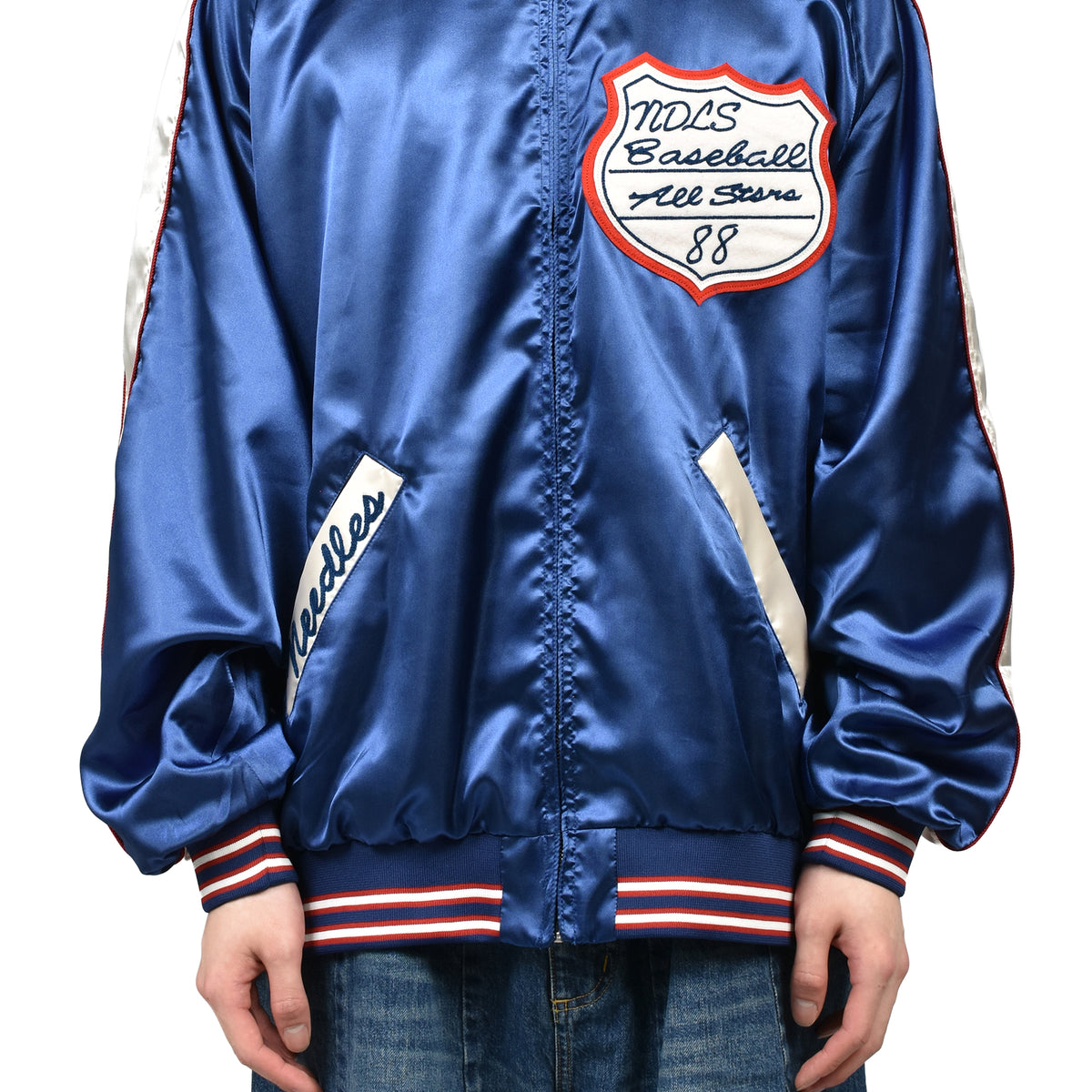 Needles SS26 STADIUM JACKET - POLY SATEEN / NVY - NUBIAN