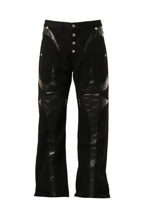 16,500円完売　レア　TC Leather All Black Denim Pants2