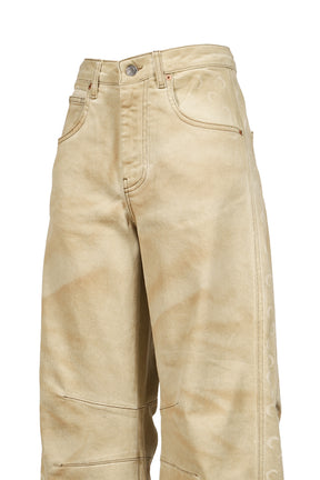 FADED MOON DENIM BAGGY JEANS / DARK BEI