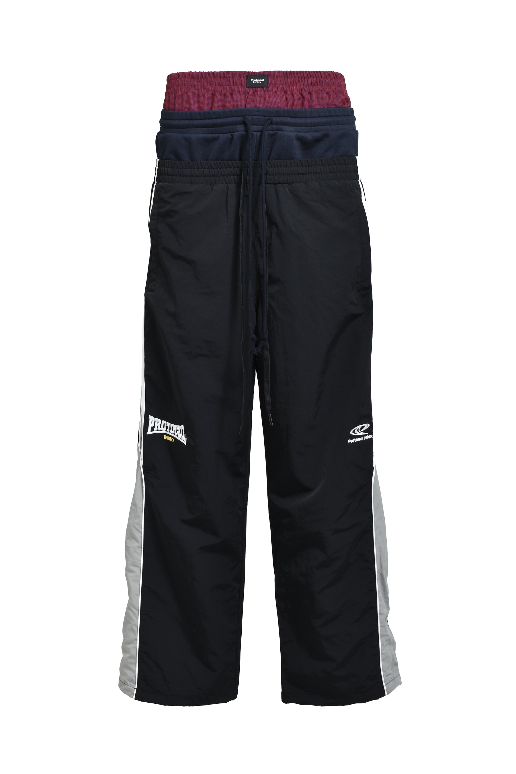 3 LAYERED TRACK PANTS / BLK