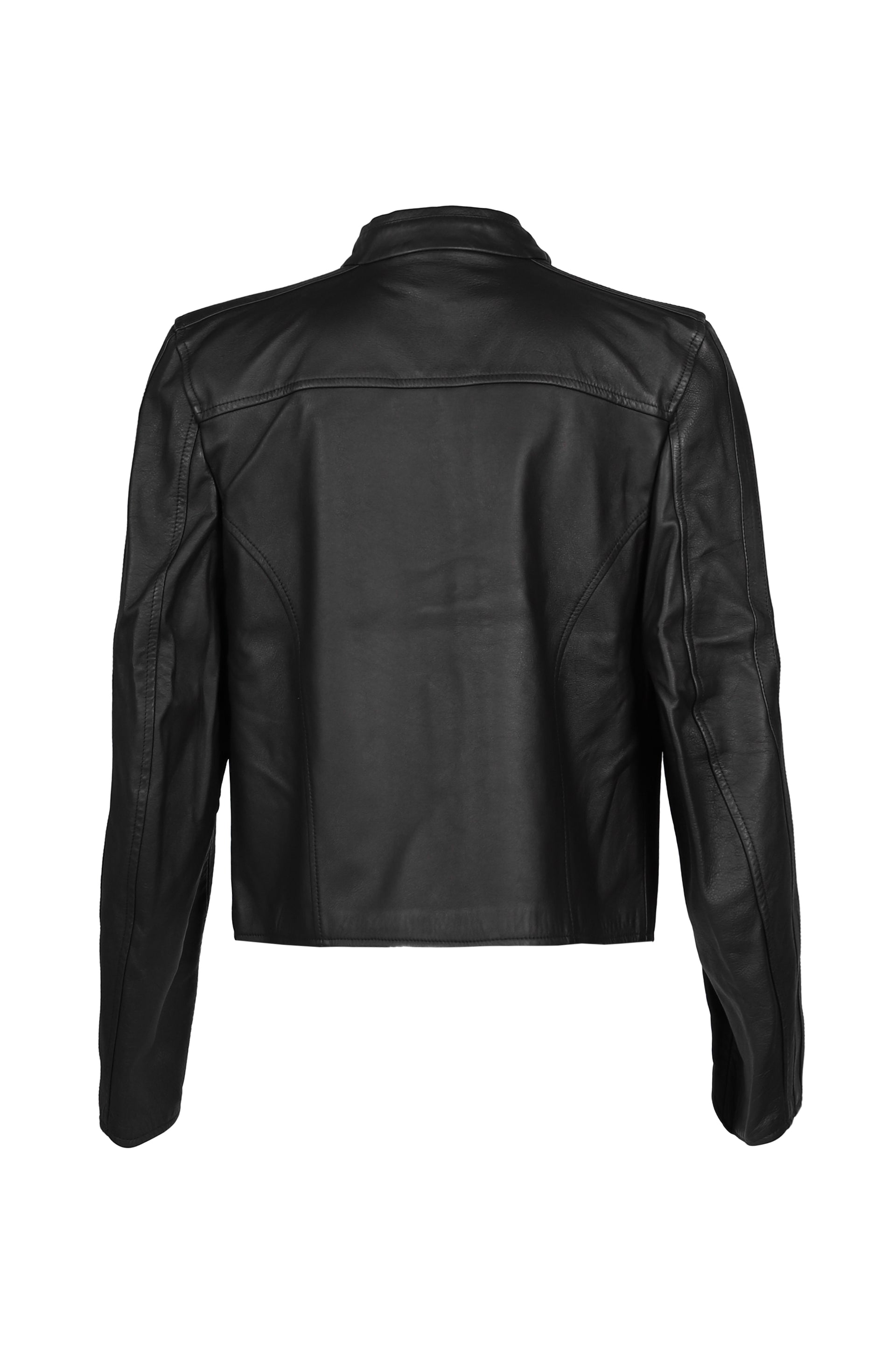 BOXY MOTO LEATHER JACKET / BLK