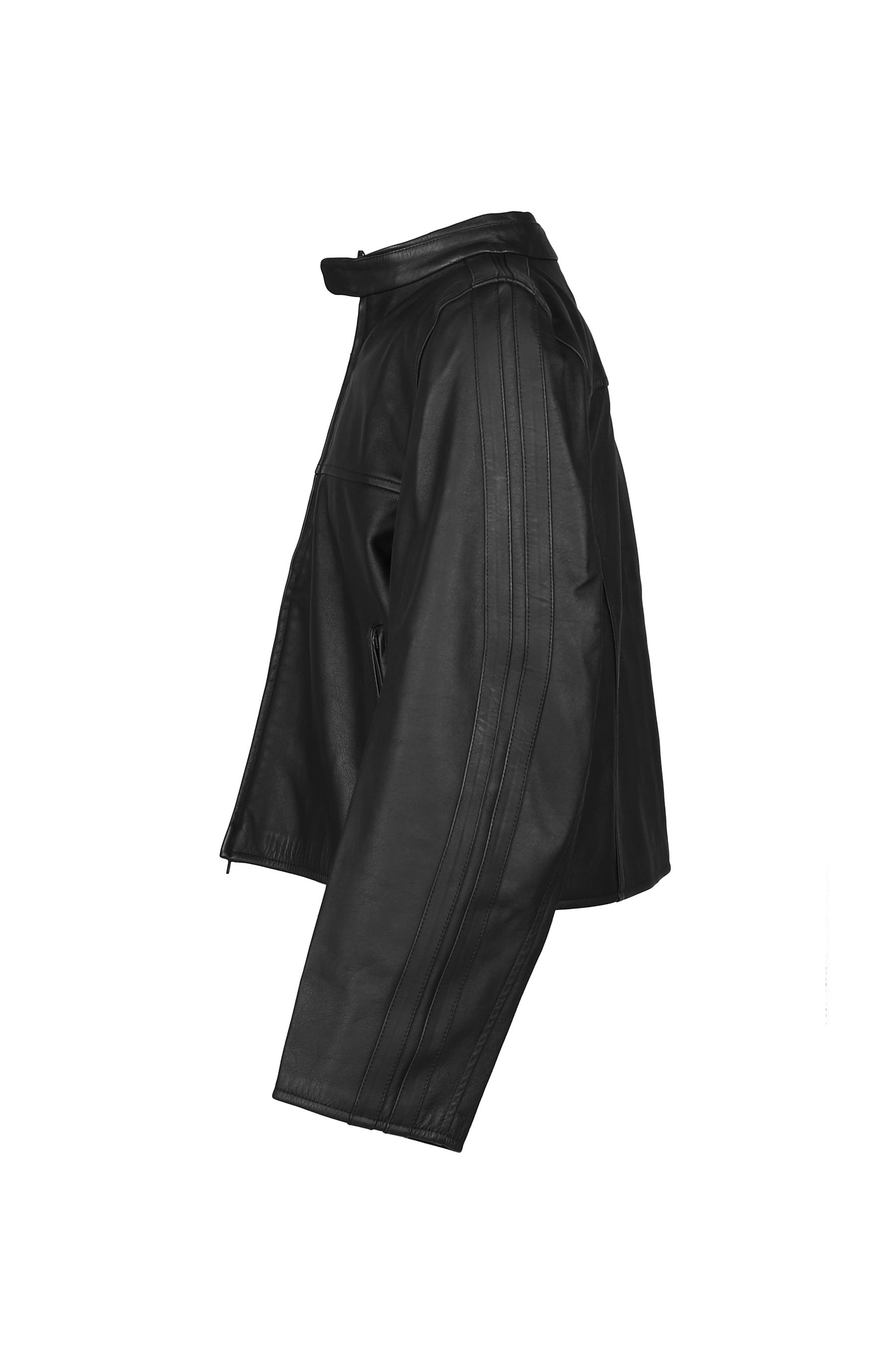 BOXY MOTO LEATHER JACKET / BLK