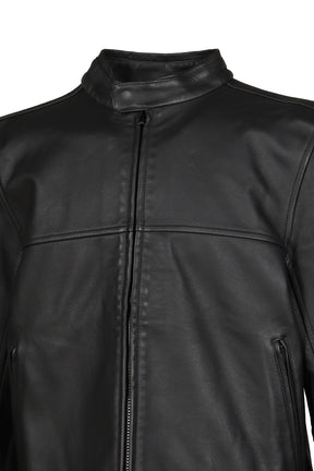 BOXY MOTO LEATHER JACKET / BLK