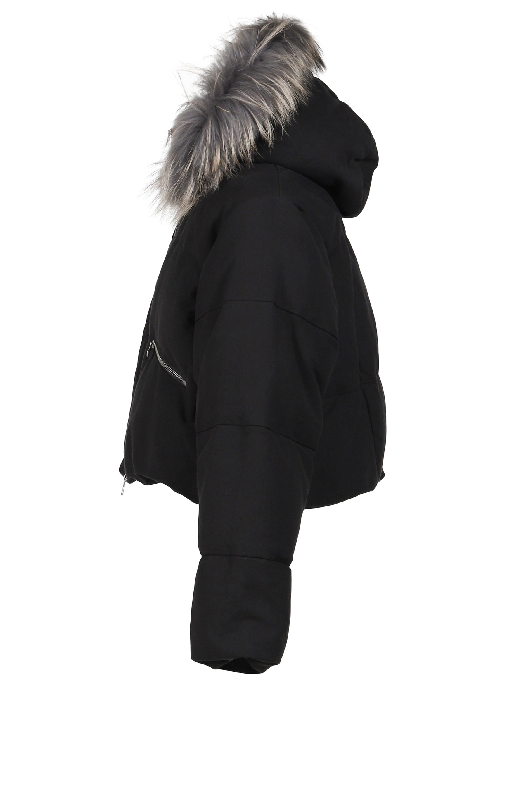 SLIDE FUR DOWN JACKET / BLACK 