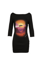 3/4 SLEEVE BACKLESS MINI DRESS (EXCLUCIVE) / BLK
