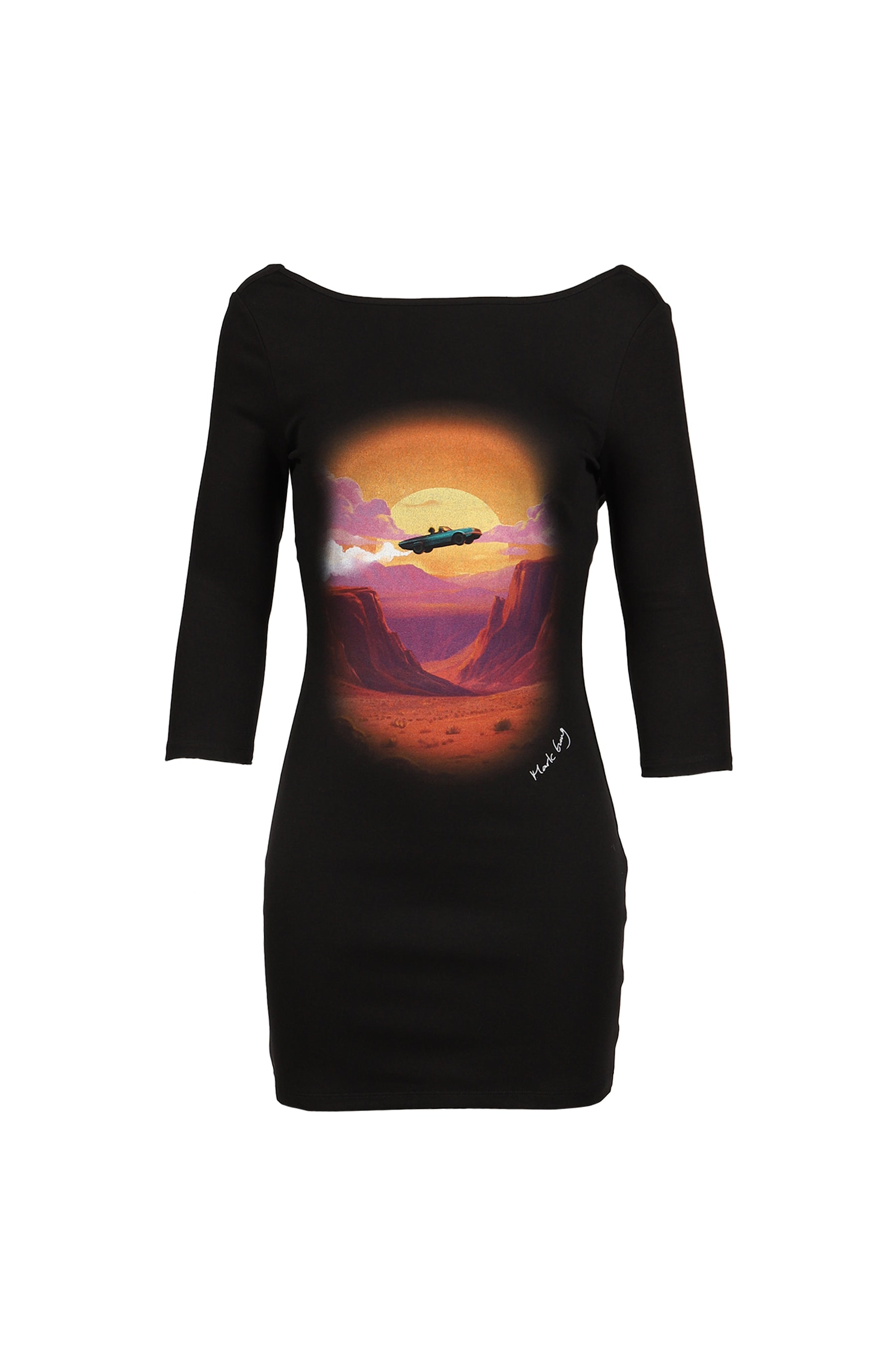 3/4 SLEEVE BACKLESS MINI DRESS (EXCLUCIVE) / BLK