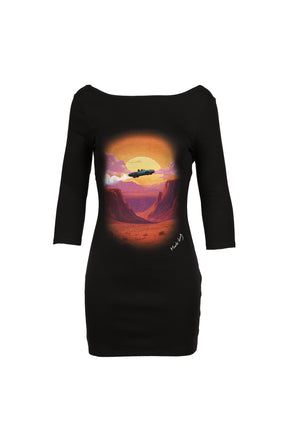 3/4 SLEEVE BACKLESS MINI DRESS (EXCLUCIVE) / BLK