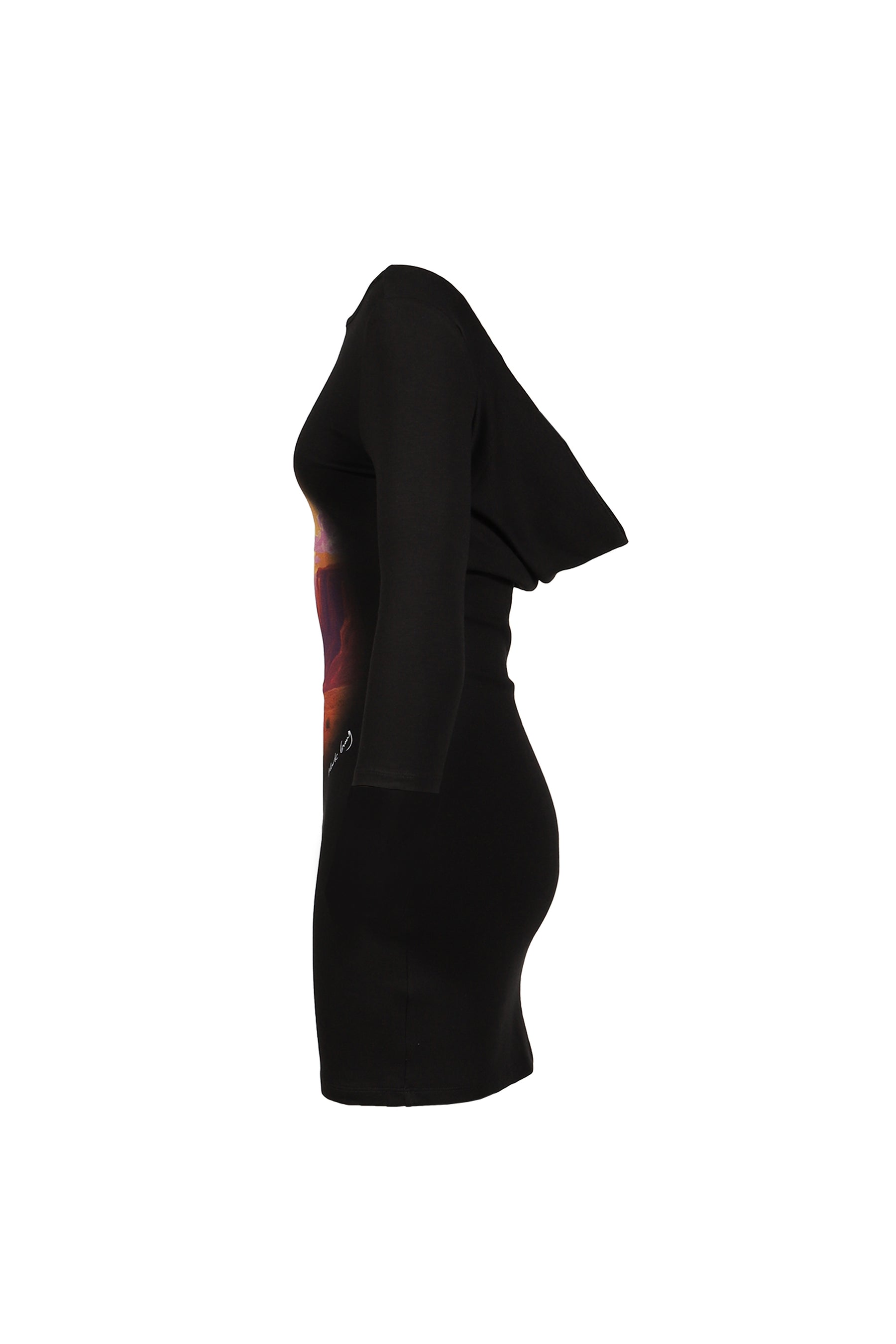 3/4 SLEEVE BACKLESS MINI DRESS (EXCLUCIVE) / BLK