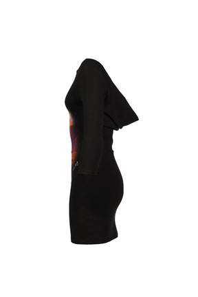 3/4 SLEEVE BACKLESS MINI DRESS (EXCLUCIVE) / BLK