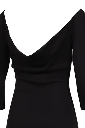 3/4 SLEEVE BACKLESS MINI DRESS (EXCLUCIVE) / BLK