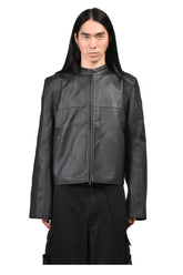 BOXY MOTO LEATHER JACKET / BLK