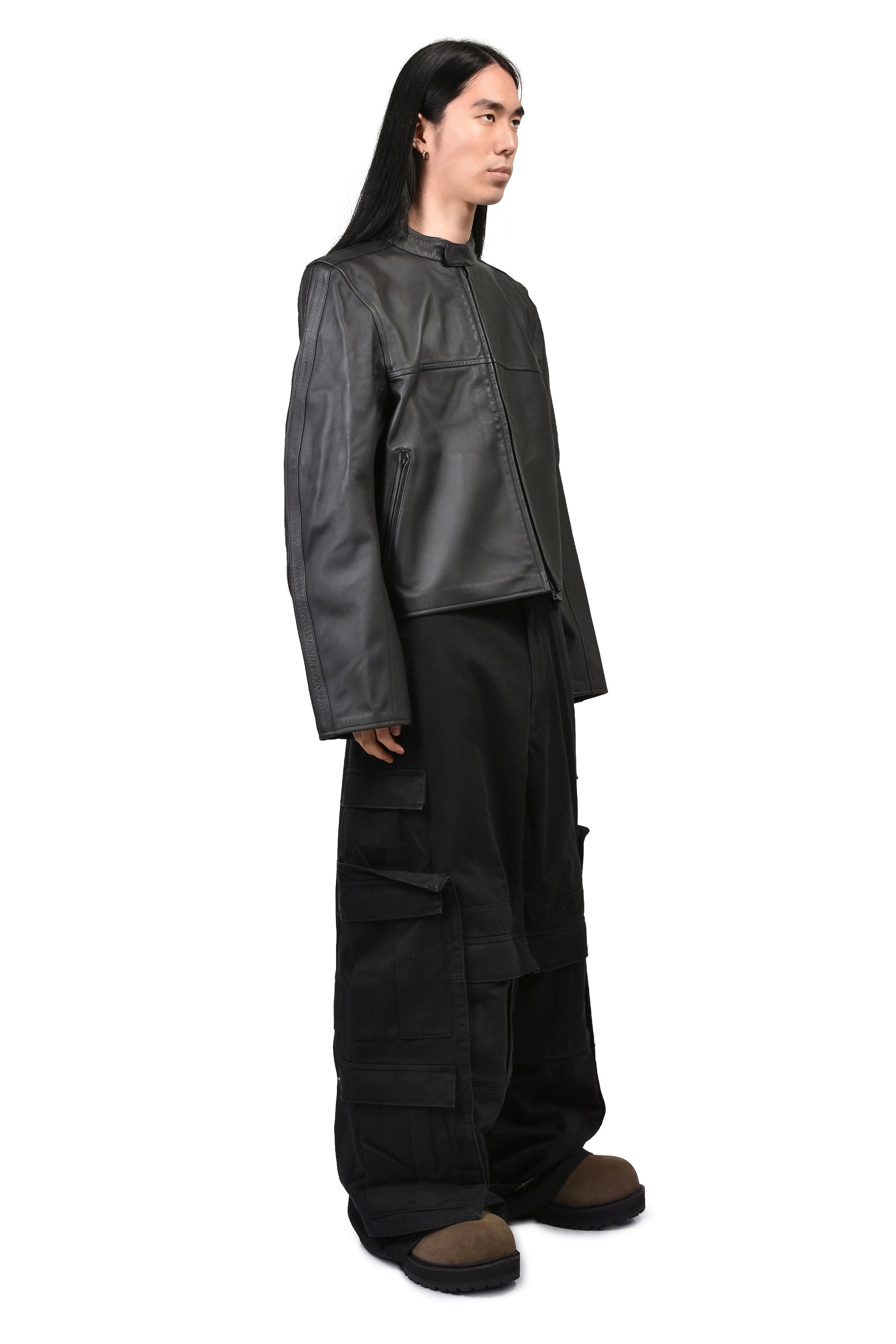 VETEMENTS ヴェトモン FW26 BOXY MOTO LEATHER JACKET / BLK - NUBIAN