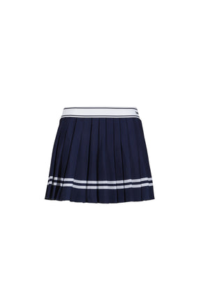 ITALIC LOGO PLEATED SKIRT / DARK NVY