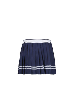 ITALIC LOGO PLEATED SKIRT / DARK NVY
