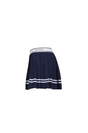ITALIC LOGO PLEATED SKIRT / DARK NVY