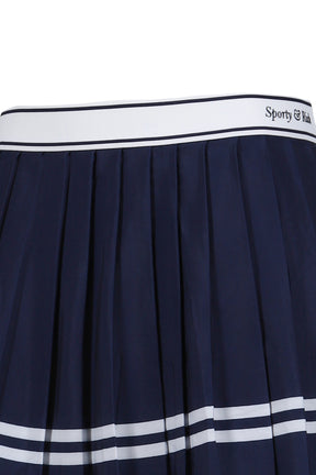 ITALIC LOGO PLEATED SKIRT / DARK NVY