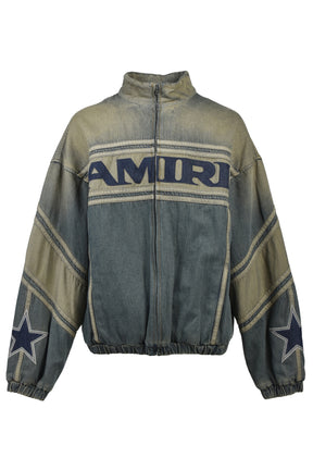 AMIRI SPORT DENIM TRACK JACKET / WORN SLATE
