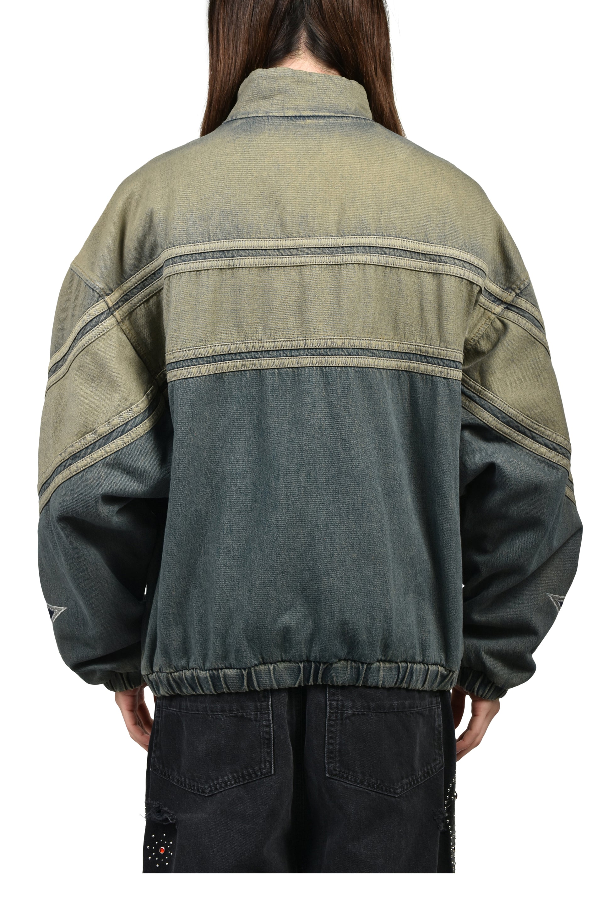 AMIRI SPORT DENIM TRACK JACKET / WORN SLATE