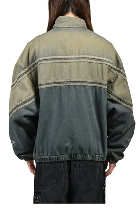 AMIRI SPORT DENIM TRACK JACKET / WORN SLATE