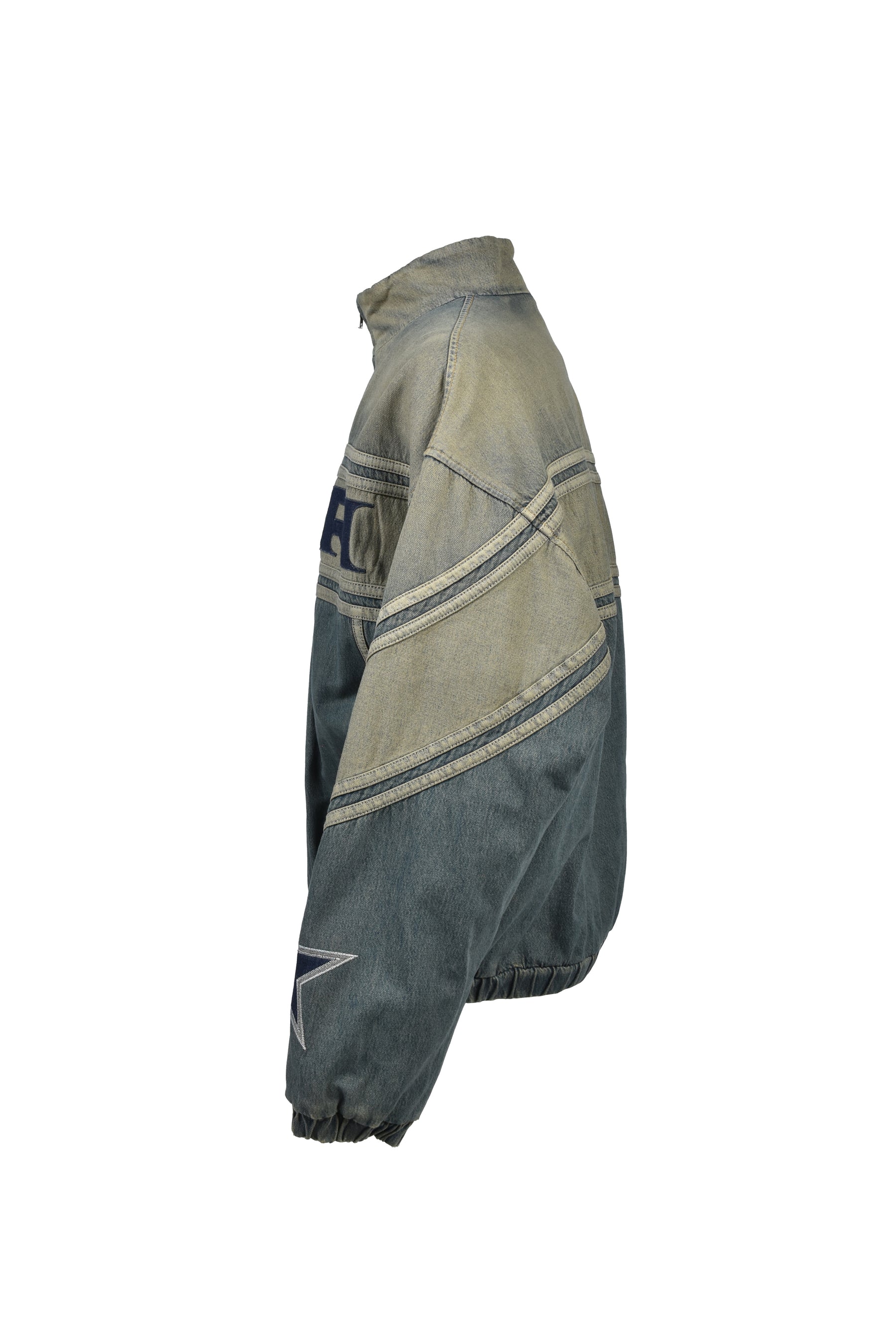 AMIRI SPORT DENIM TRACK JACKET / WORN SLATE