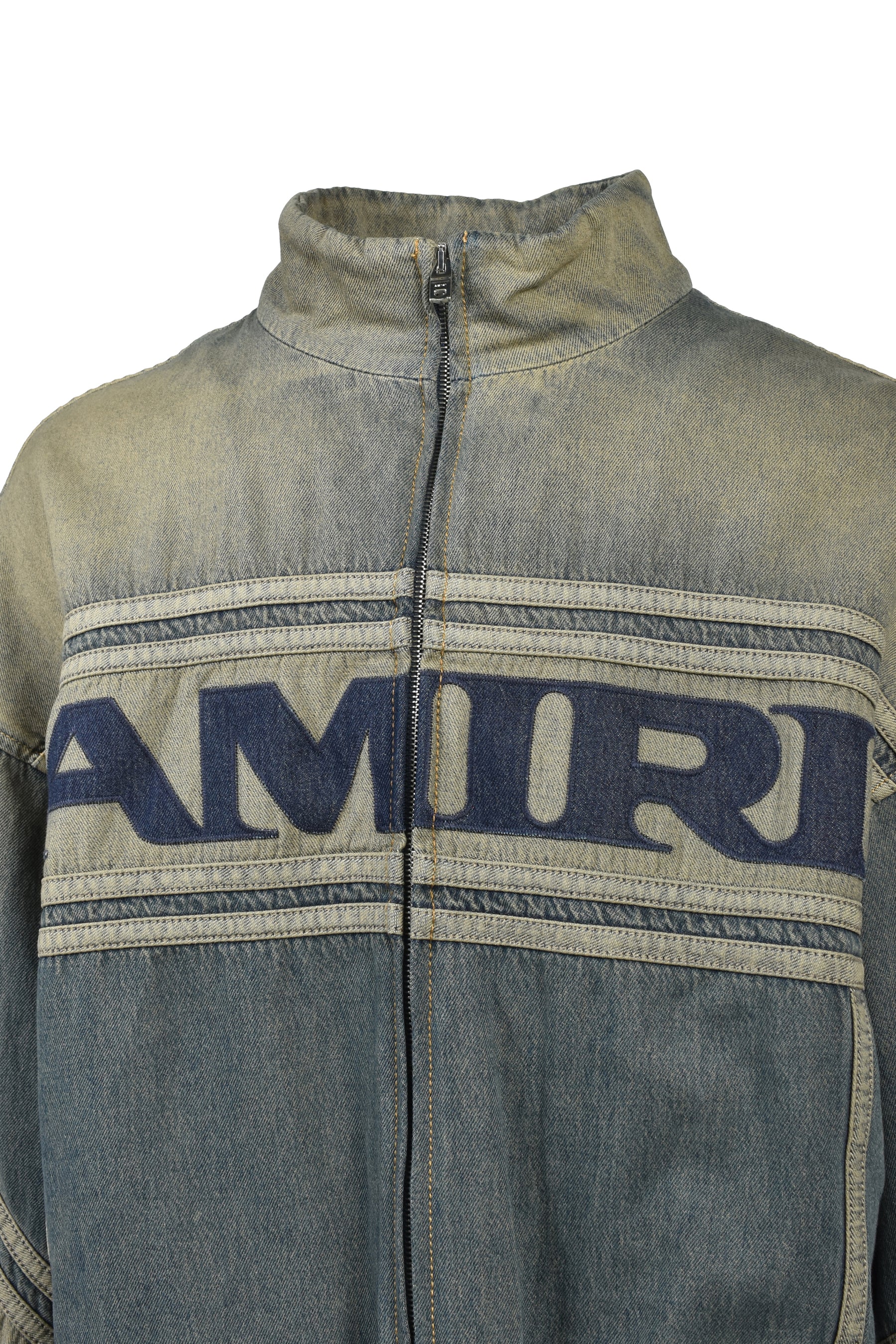 AMIRI SPORT DENIM TRACK JACKET / WORN SLATE