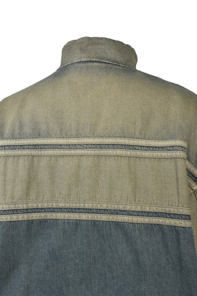 AMIRI SPORT DENIM TRACK JACKET / WORN SLATE