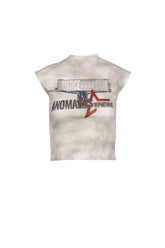 DISTRESSED PRINT HIGH NECK SHORT SLEEVE T-SHIRT (EXCLUSIVE) / KHA
