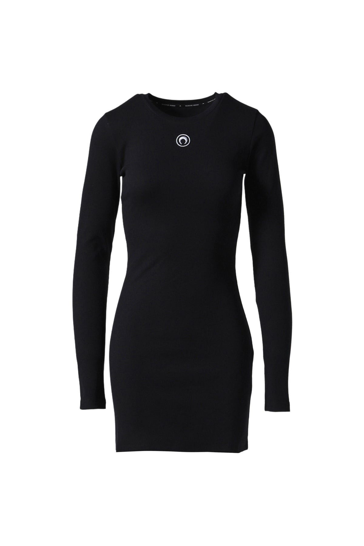 MOON LOGO RIBBED JERSEY MINI DRESS / BLK