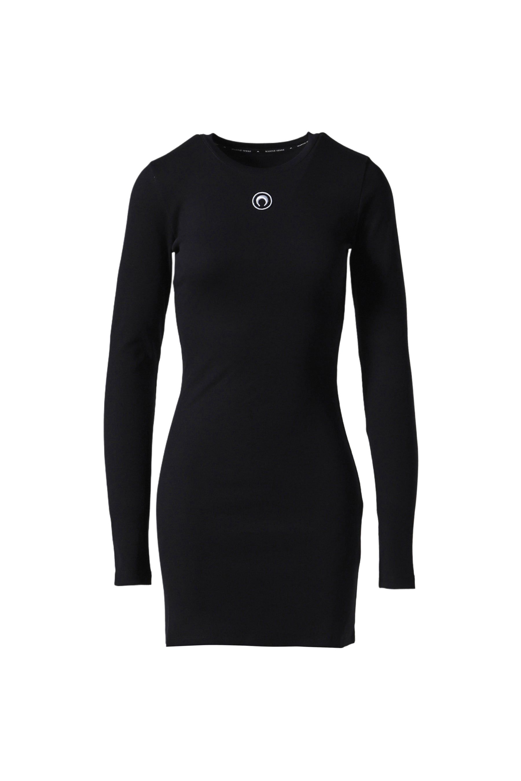 MOON LOGO RIBBED JERSEY MINI DRESS / BLK