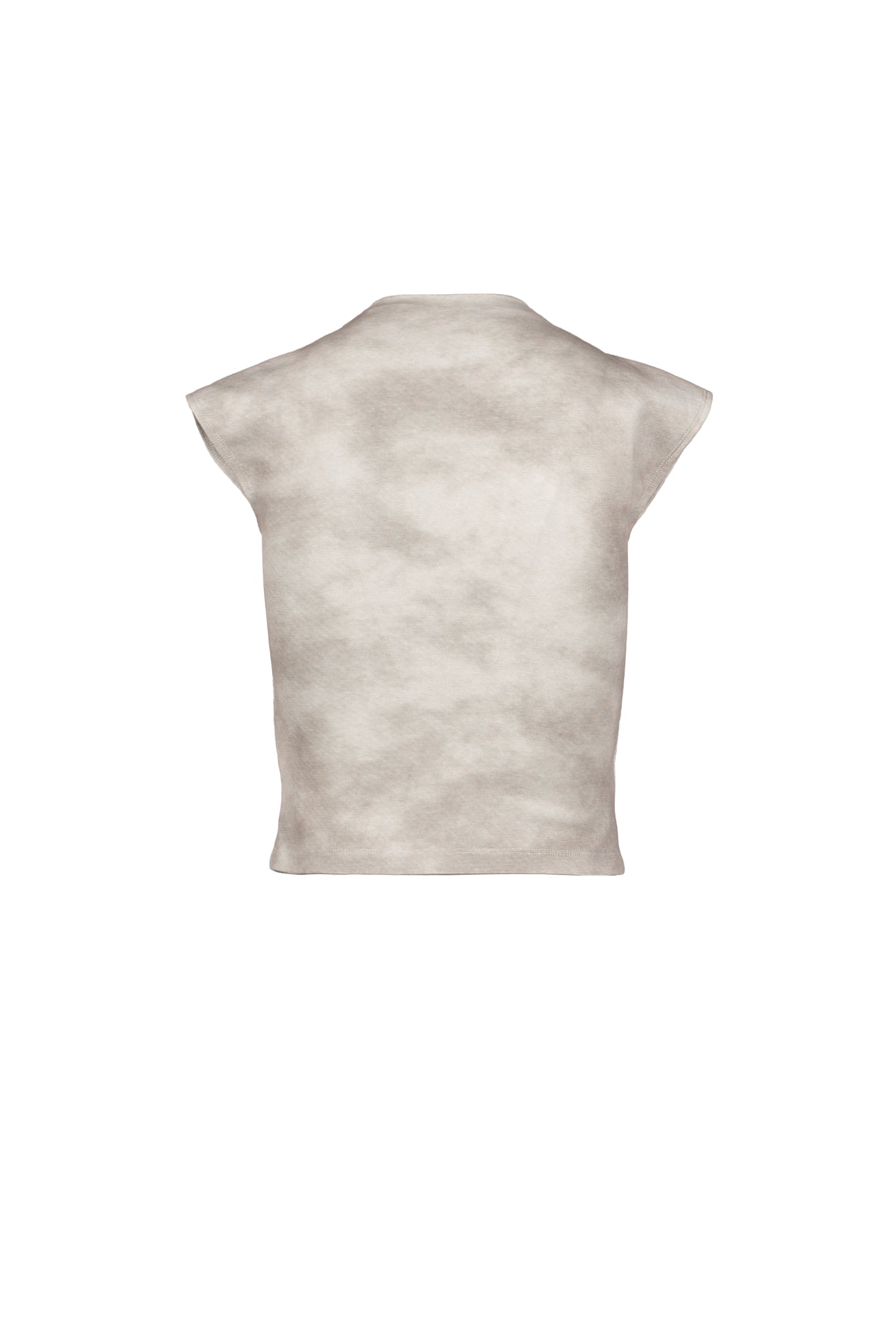 DISTRESSED PRINT HIGH NECK SHORT SLEEVE T-SHIRT (EXCLUSIVE) / KHA