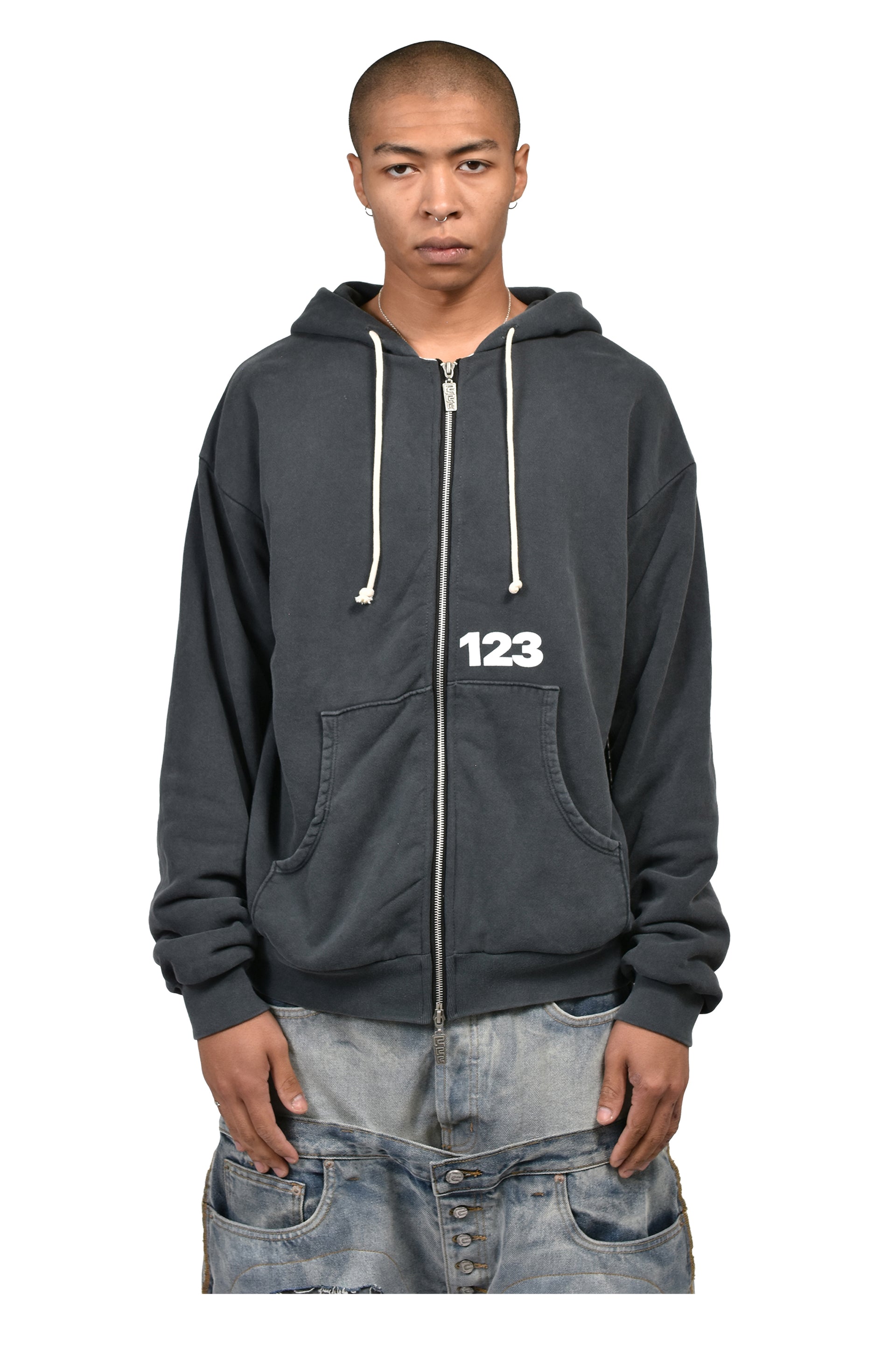 USO 123 PIOUS ZIP HOODIE / BLK