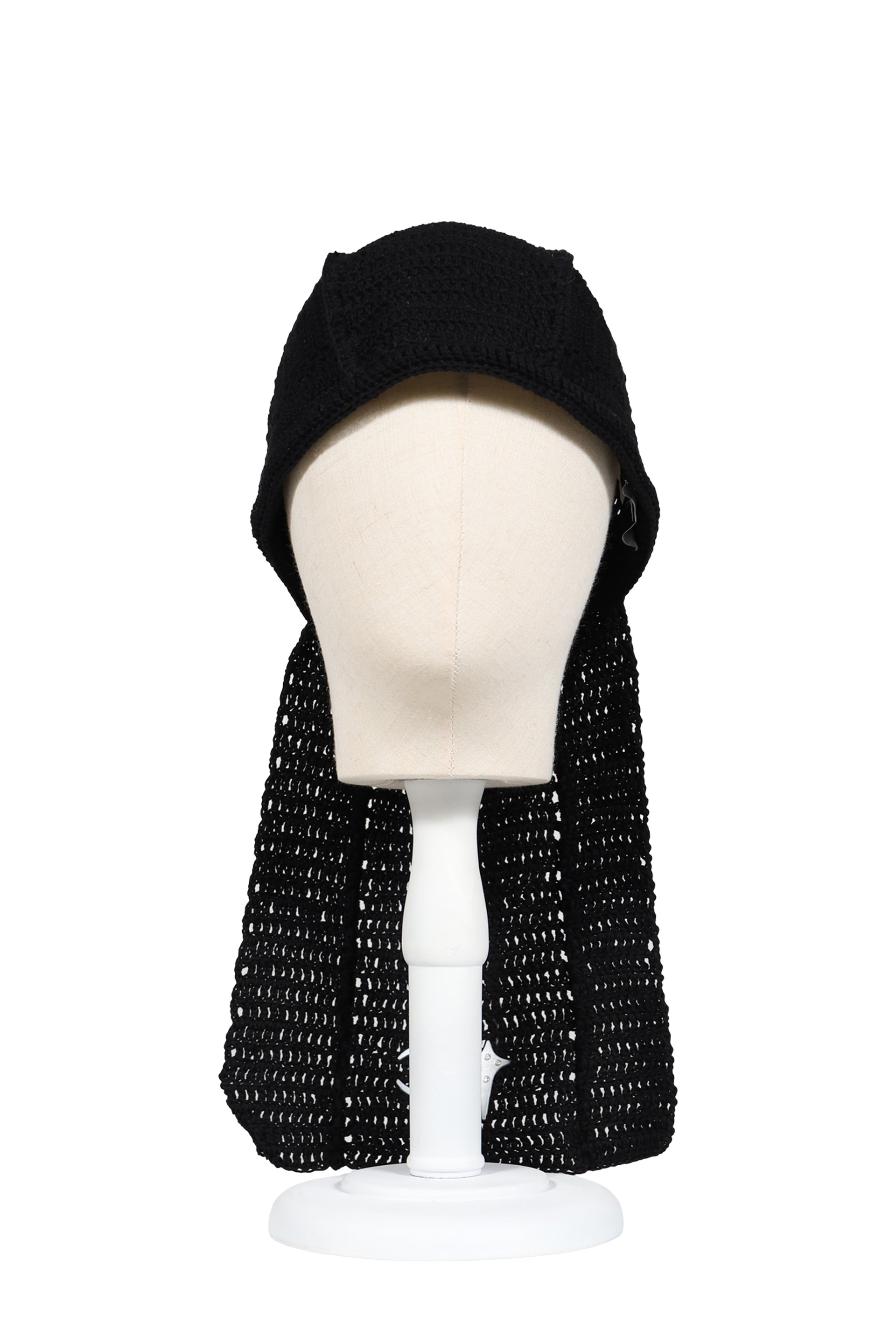 TC DESTROYED CROCHET TAIL HAT / BLK