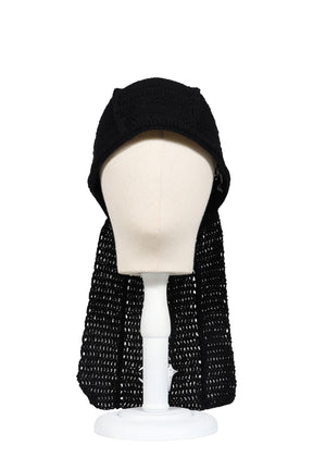 Thug Club SS26 TC DESTROYED CROCHET TAIL HAT / BLK - NUBIAN