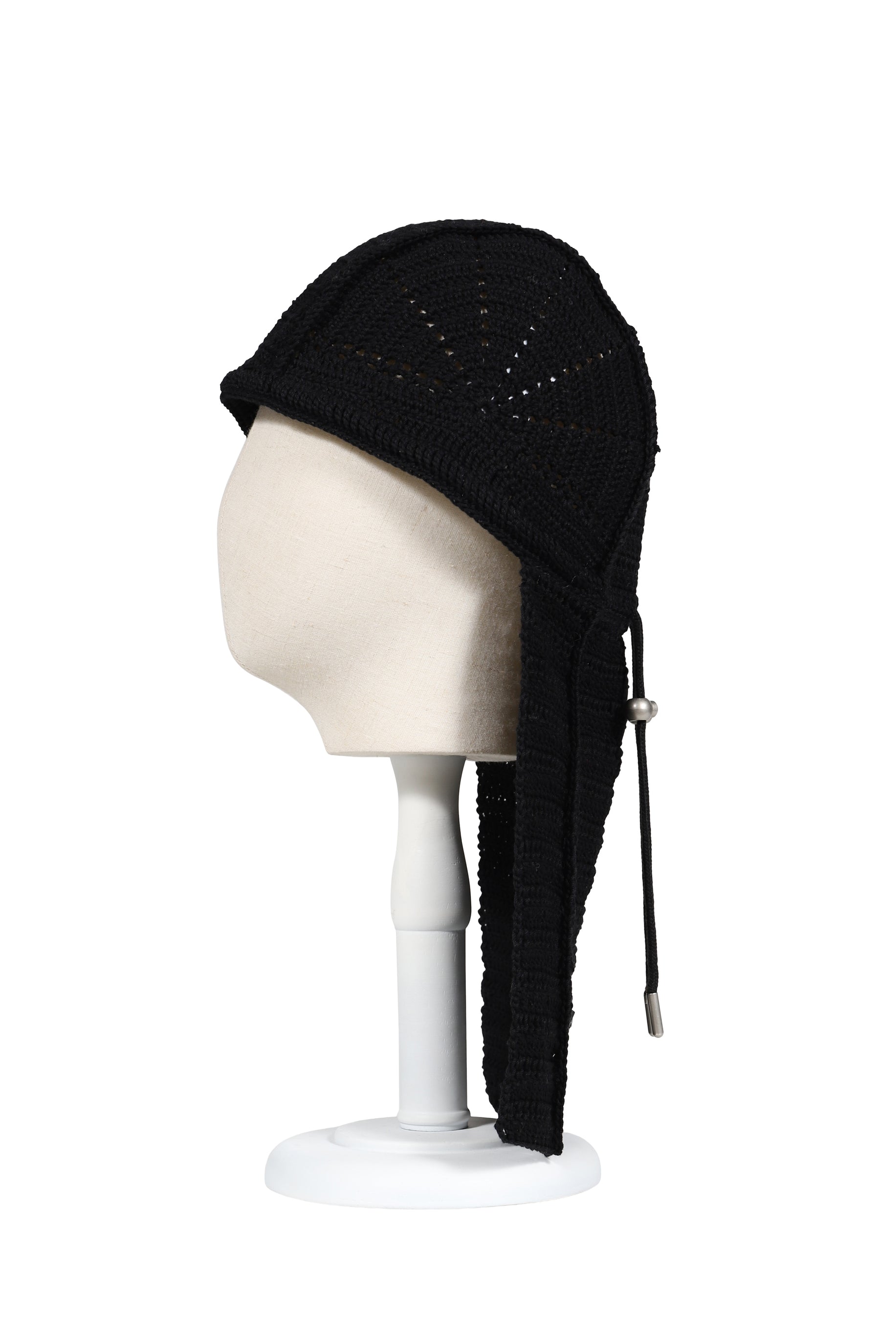 TC DESTROYED CROCHET TAIL HAT / BLK