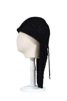 TC DESTROYED CROCHET TAIL HAT / BLK